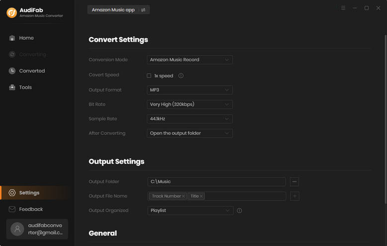 set up the output settings