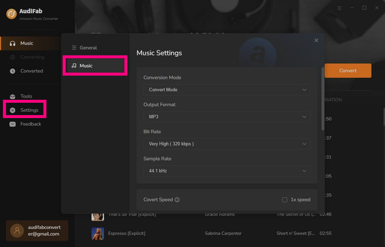 customize the output settings