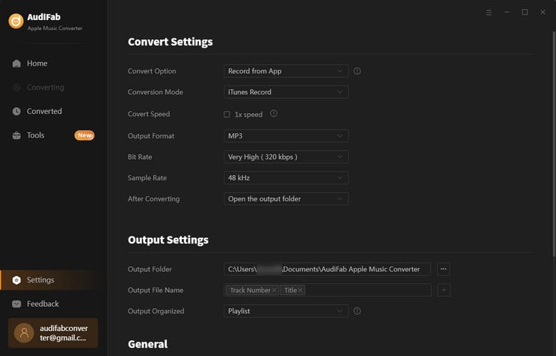 select output setting