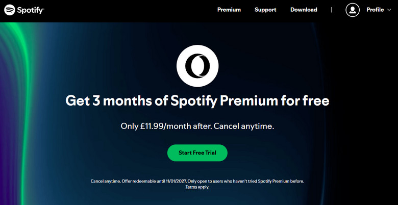 get free spotify premium via opera
