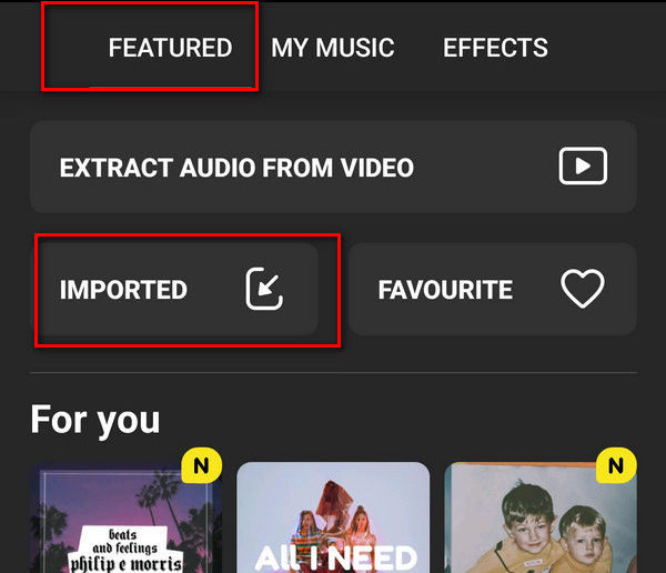 import music to inshot