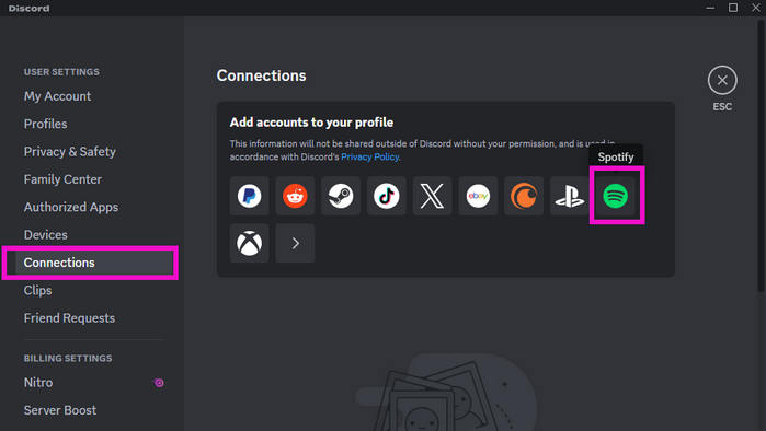 add spotify account to discord