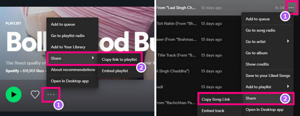 copy spotify url