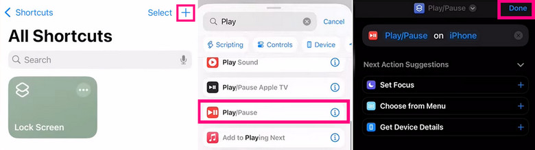 create spotify playback shortcut in shortcuts app