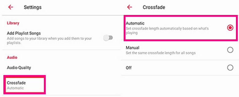 crossfade apple music android