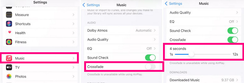 crossfade apple music ios