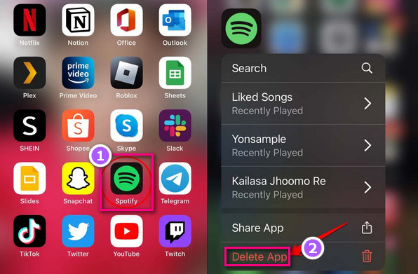 delete spotify on iphone