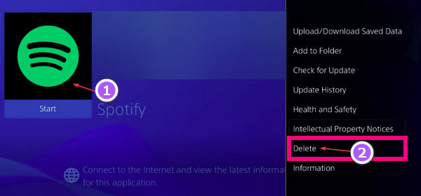 delete spotify on ps4