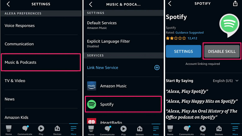 disconnect spotify from alexa