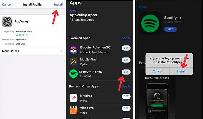 download spotify plus plus via appvalley