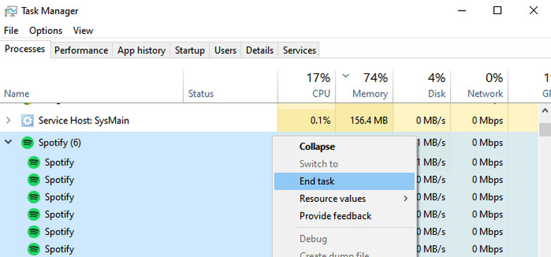 end spotify process in task manager