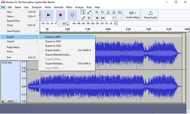 export flac as mp3 with audacity