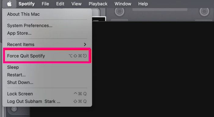 force stop spotify app on mac