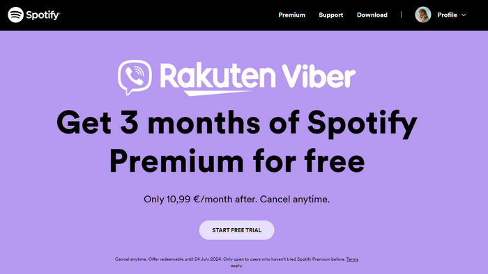 get 3 months of spotify premium for free via rakuten viber