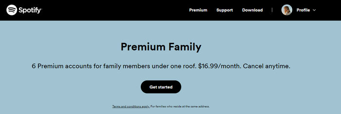 join the spotify family plan