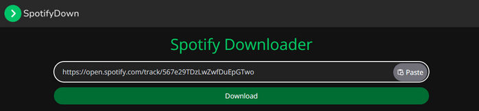 paste spotify url on spotifydown