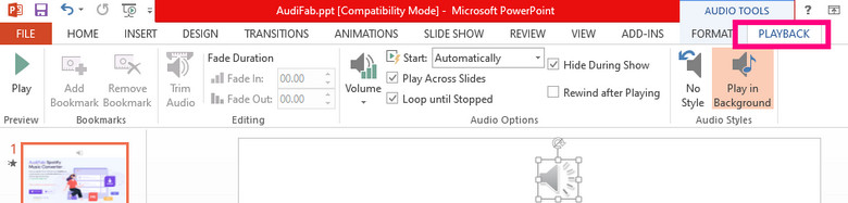 play spotify music to powerpoint windows