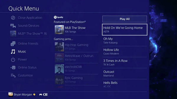 play spotify on ps4