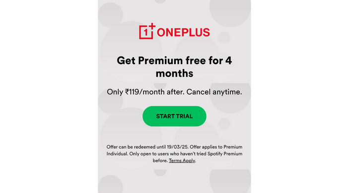 redeem 4 months free spotify premium via oneplus