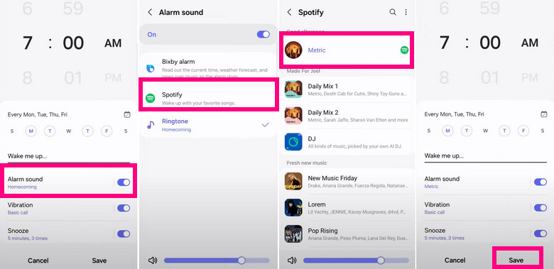 samsung clock for spotify android