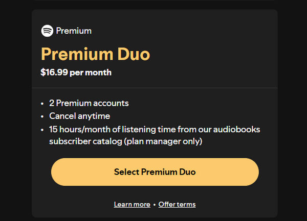 select spotify premium duo