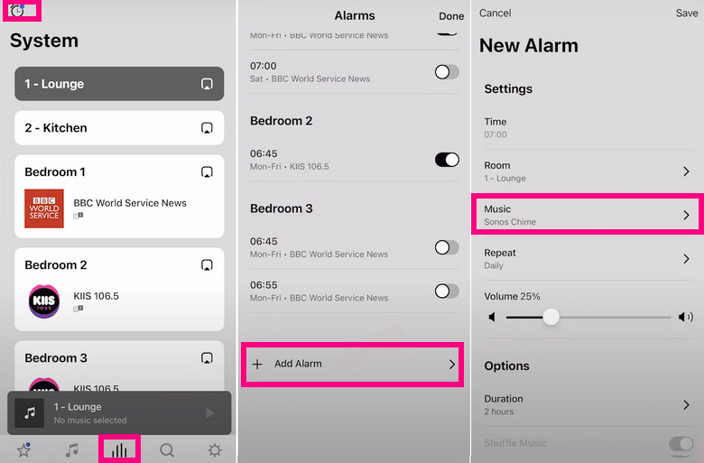 set spotify as alarm sonos