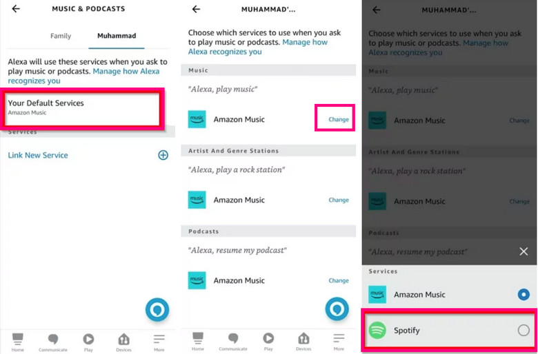 set spotify as default service on alexa
