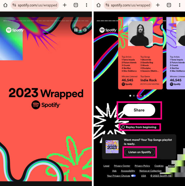 find spotify wrapped 2023 on mobile browser
