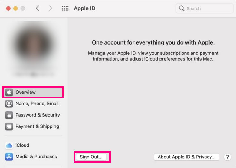 sign out apple id mac