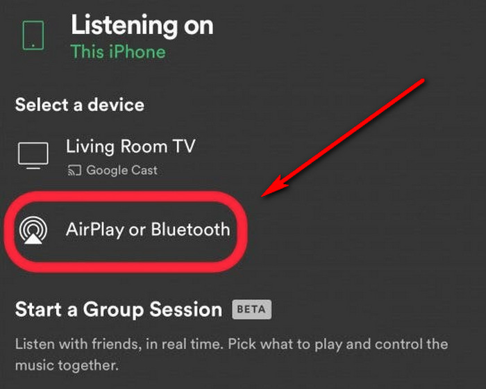 tap airplay or bluetooth