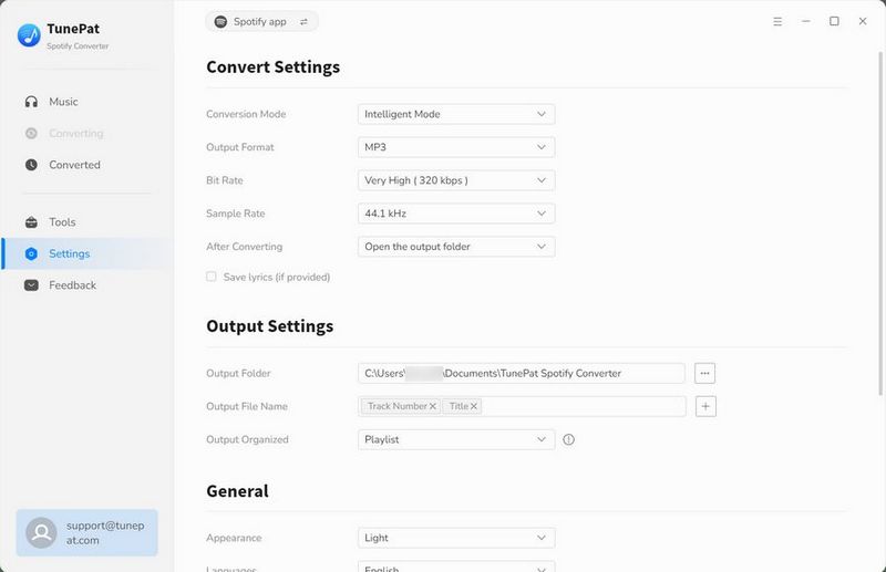 choose the Spotify output format as MP3