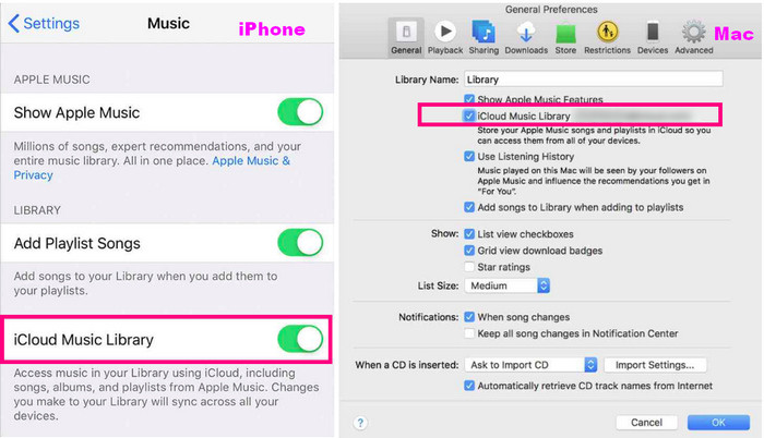 turn off and turn on sync icloud music library