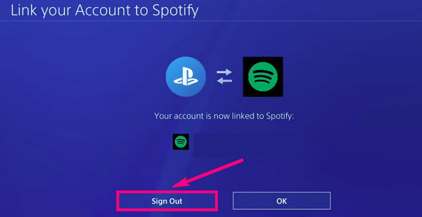 unlink spotify on ps4 console