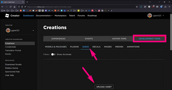 upload audio to roblox