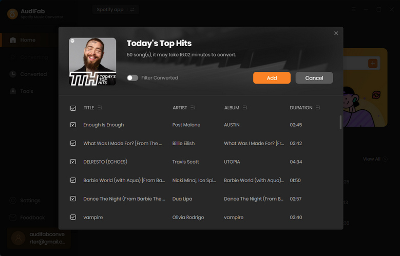 add spotify audiobooks to audifab