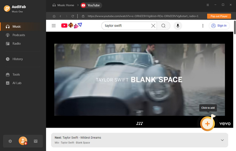 Add YouTube songs to AudiFab