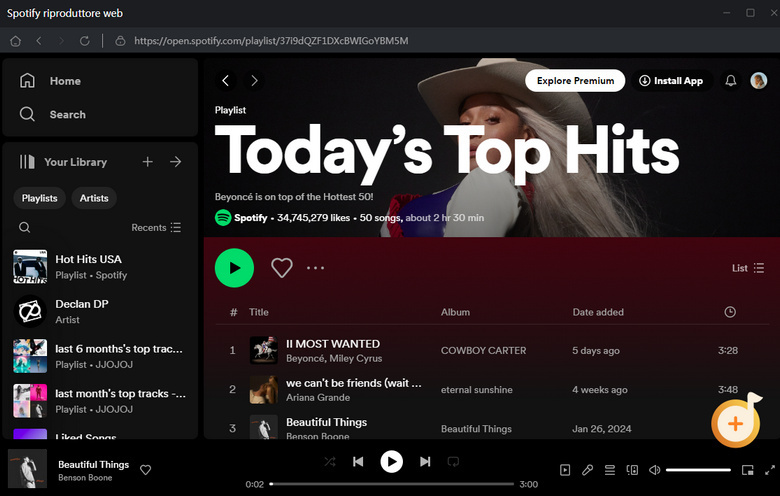 aggiungi musica di Spotify su Audifab