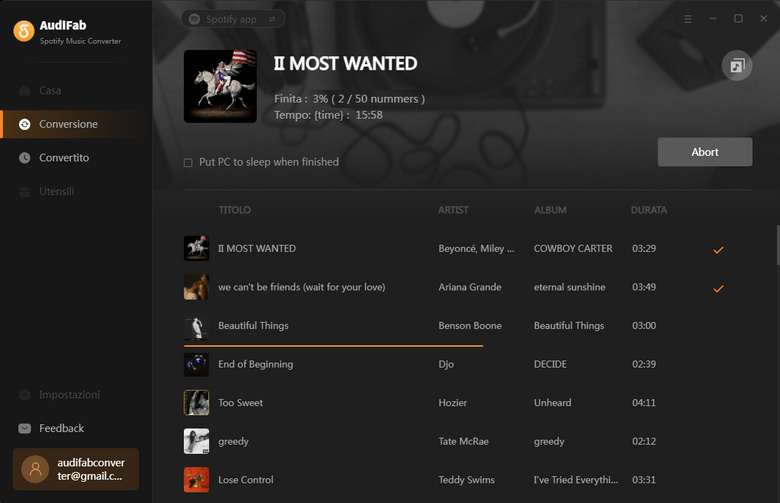 esporta playlist di Spotify in mp3