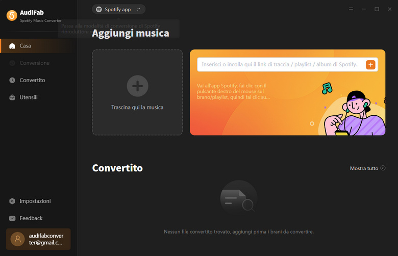 interfaccia principale di AudiFab Spotify Music Converter